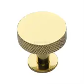 C3882 32-PB Heritage Brass Cabinet Knob Knurled Disc Design with Rose 32mm Polished Brass finish