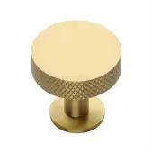 C3882 32-SB Heritage Brass Cabinet Knob Knurled Disc Design with Rose 32mm Satin Brass finish