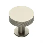C3882 32-SN Heritage Brass Cabinet Knob Knurled Disc Design with Rose 32mm Satin Nickel finish