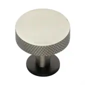 C3882 38-BSN Heritage Brass Cabinet Knob Knurled Disc Design with Rose 38mm Matt Bronze/Satin Nickel finish