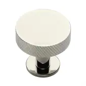 C3882 38-PNF Heritage Brass Cabinet Knob Knurled Disc Design with Rose 38mm Polished Nickel finish