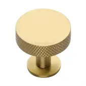 C3882 38-SB Heritage Brass Cabinet Knob Knurled Disc Design with Rose 38mm Satin Brass finish