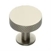 C3882 38-SN Heritage Brass Cabinet Knob Knurled Disc Design with Rose 38mm Satin Nickel finish