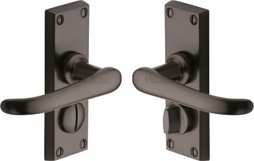 Click Here To Enlarge This Photo Of V735-MB Heritage Brass Door Handle For Privacy Set Windsor Short Design Matt Bronze Finish