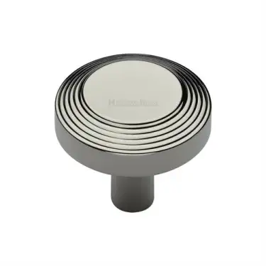 Click Here To Enlarge This Photo Of C3956 32-PNF Heritage Brass Cabinet Knob Ridge Design 32mm Polished Nickel finish