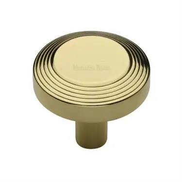 Click Here To Enlarge This Photo Of C3956 38-PB Heritage Brass Cabinet Knob Ridge Design 38mm Polished Brass finish