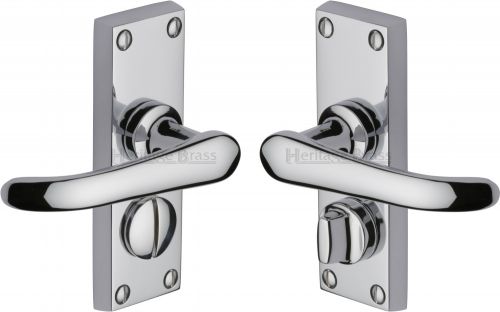 Click Here To Enlarge This Photo Of V735-PC Heritage Brass Door Handle For Privacy Set Windsor Short Design Polished Chrome Finish