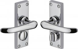 V735-PC Heritage Brass Door Handle For Privacy Set Windsor Short Design Polished Chrome Finish