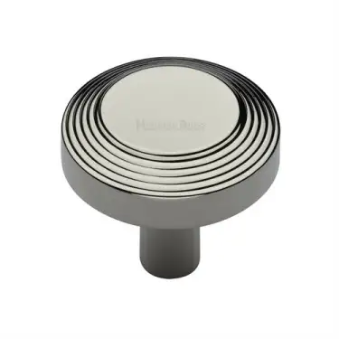 Click Here To Enlarge This Photo Of C3956 38-PNF Heritage Brass Cabinet Knob Ridge Design 38mm Polished Nickel finish
