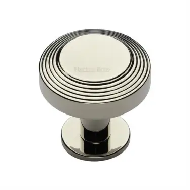 Click Here To Enlarge This Photo Of C3958 32-PNF Heritage Brass Cabinet Knob Ridge Design with Rose 32mm Polished Nickel finish