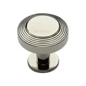 C3958 32-PNF Heritage Brass Cabinet Knob Ridge Design with Rose 32mm Polished Nickel finish