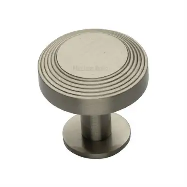 Click Here To Enlarge This Photo Of C3958 32-SN Heritage Brass Cabinet Knob Ridge Design with Rose 32mm Satin Nickel finish