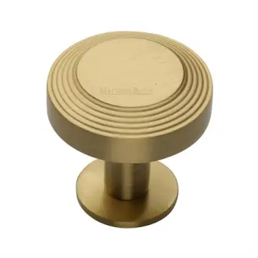 Click Here To Enlarge This Photo Of C3958 38-SB Heritage Brass Cabinet Knob Ridge Design with Rose 38mm Satin Brass finish
