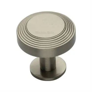 Click Here To Enlarge This Photo Of C3958 38-SN Heritage Brass Cabinet Knob Ridge Design with Rose 38mm Satin Nickel finish