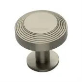 C3958 38-SN Heritage Brass Cabinet Knob Ridge Design with Rose 38mm Satin Nickel finish