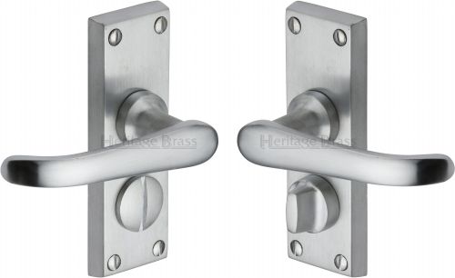 Click Here To Enlarge This Photo Of V735-SC Heritage Brass Door Handle For Privacy Set Windsor Short Design Satin Chrome Finish