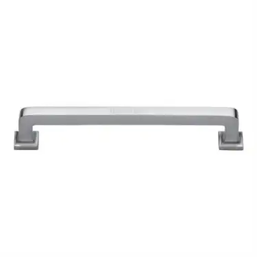 Click Here To Enlarge This Photo Of C3964 203-SC Heritage Brass Cabinet Pull Square Vintage Design 203mm ctc Satin Chrome Finish