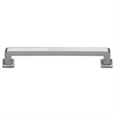 Click Here To Enlarge This Photo Of C3964 254-SC Heritage Brass Cabinet Pull Square Vintage Design 254mm ctc Satin Chrome Finish