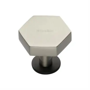 Click Here To Enlarge This Photo Of C4345 32-BSN Heritage Brass Cabinet Knob Hexagon Design with Rose 32mm Matt Bronze/Satin Nickel finish