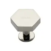 C4345 32-PNF Heritage Brass Cabinet Knob Hexagon Design with Rose 32mm Polished Nickel finish