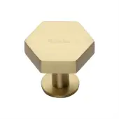 C4345 32-SB Heritage Brass Cabinet Knob Hexagon Design with Rose 32mm Satin Brass finish