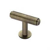 C4416-AT Heritage Brass Cabinet Knob Knurled T-Bar Design with Rose 45mm Antique Brass finish