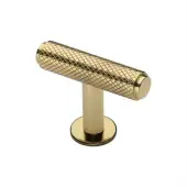 C4416-PB Heritage Brass Cabinet Knob Knurled T-Bar Design with Rose 45mm Polished Brass finish