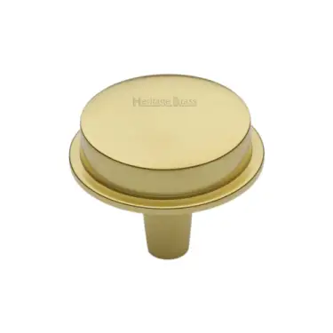 Click Here To Enlarge This Photo Of C4592 32-PB Heritage Brass Flat Round Knob Design 32 mm Polished Brass finish