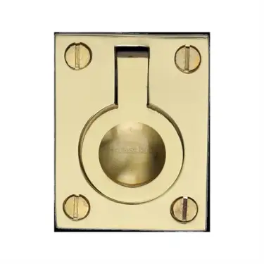 Click Here To Enlarge This Photo Of C6337 38-PB Heritage Brass Cabinet Pull Flush Ring Design 38mm Polished Brass finish