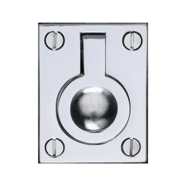 Click Here To Enlarge This Photo Of C6337 38-PC Heritage Brass Cabinet Pull Flush Ring Design 38mm Polished Chrome finish