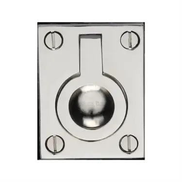 Click Here To Enlarge This Photo Of C6337 38-PNF Heritage Brass Cabinet Pull Flush Ring Design 38mm Polished Nickel finish