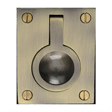 Click Here To Enlarge This Photo Of C6337 50-AT Heritage Brass Cabinet Pull Flush Ring Design 50mm Antique Brass finish