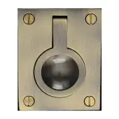 C6337 50-AT Heritage Brass Cabinet Pull Flush Ring Design 50mm Antique Brass finish