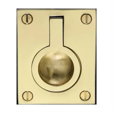 Click Here To Enlarge This Photo Of C6337 50-PB Heritage Brass Cabinet Pull Flush Ring Design 50mm Polished Brass finish