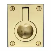 C6337 50-PB Heritage Brass Cabinet Pull Flush Ring Design 50mm Polished Brass finish
