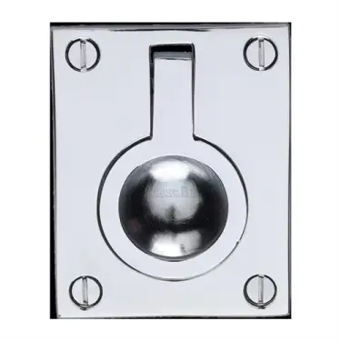 Click Here To Enlarge This Photo Of C6337 50-PC Heritage Brass Cabinet Pull Flush Ring Design 50mm Polished Chrome finish