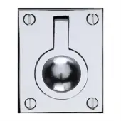 C6337 50-PC Heritage Brass Cabinet Pull Flush Ring Design 50mm Polished Chrome finish