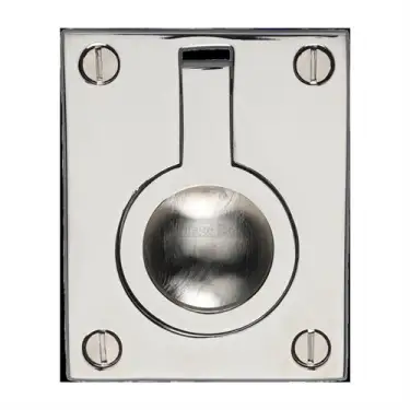 Click Here To Enlarge This Photo Of C6337 50-PNF Heritage Brass Cabinet Pull Flush Ring Design 50mm Polished Nickel finish