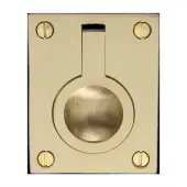 C6337 50-SB Heritage Brass Cabinet Pull Flush Ring Design 50mm Satin Brass finish