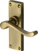 V800-AT Heritage Brass Door Handle Lever Latch Bedford Short Design Antique Brass Finish