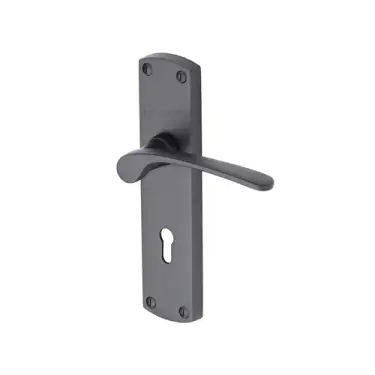 Click Here To Enlarge This Photo Of DIP7800-BKMT Heritage Brass Door Handle Lever Lock Diplomat Design Matt Black finish