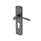 DIP7848-BKMT Heritage Brass Door Handle for Euro Profile Plate Diplomat Design Matt Black finish