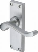 V800-SC Heritage Brass Door Handle Lever Latch Bedford Short Design Satin Chrome Finish