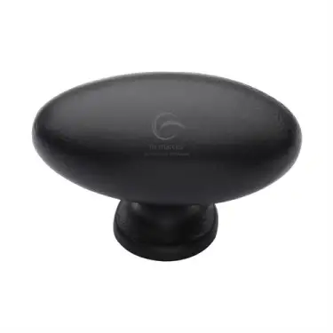 Click Here To Enlarge This Photo Of FB118 38 M.Marcus Matt Black Rustic Iron Cabinet Knob Oval Design 38mm