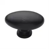 FB118 38 M.Marcus Matt Black Rustic Iron Cabinet Knob Oval Design 38mm