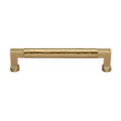 HAM0312 203-SB Heritage Brass Cabinet Pull Bauhaus Hammered Design 203mm ctc Satin Brass Finish