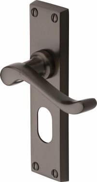 Click Here To Enlarge This Photo Of V805-MB Heritage Brass Door Handle For Oval Profile Plate Bedford Design Matt Bronze Finish