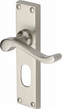 Click Here To Enlarge This Photo Of V805-SN Heritage Brass Door Handle For Oval Profile Plate Bedford Design Satin Nickel Finish