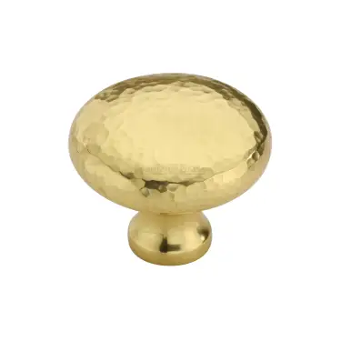 Click Here To Enlarge This Photo Of HAM113 32-PB Heritage Brass Cabinet Knob Victorian Round Hammered Design 32mm Polished Brass finish