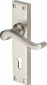 V810-SN Heritage Brass Door Handle Lever Lock Bedford Design Satin Nickel Finish